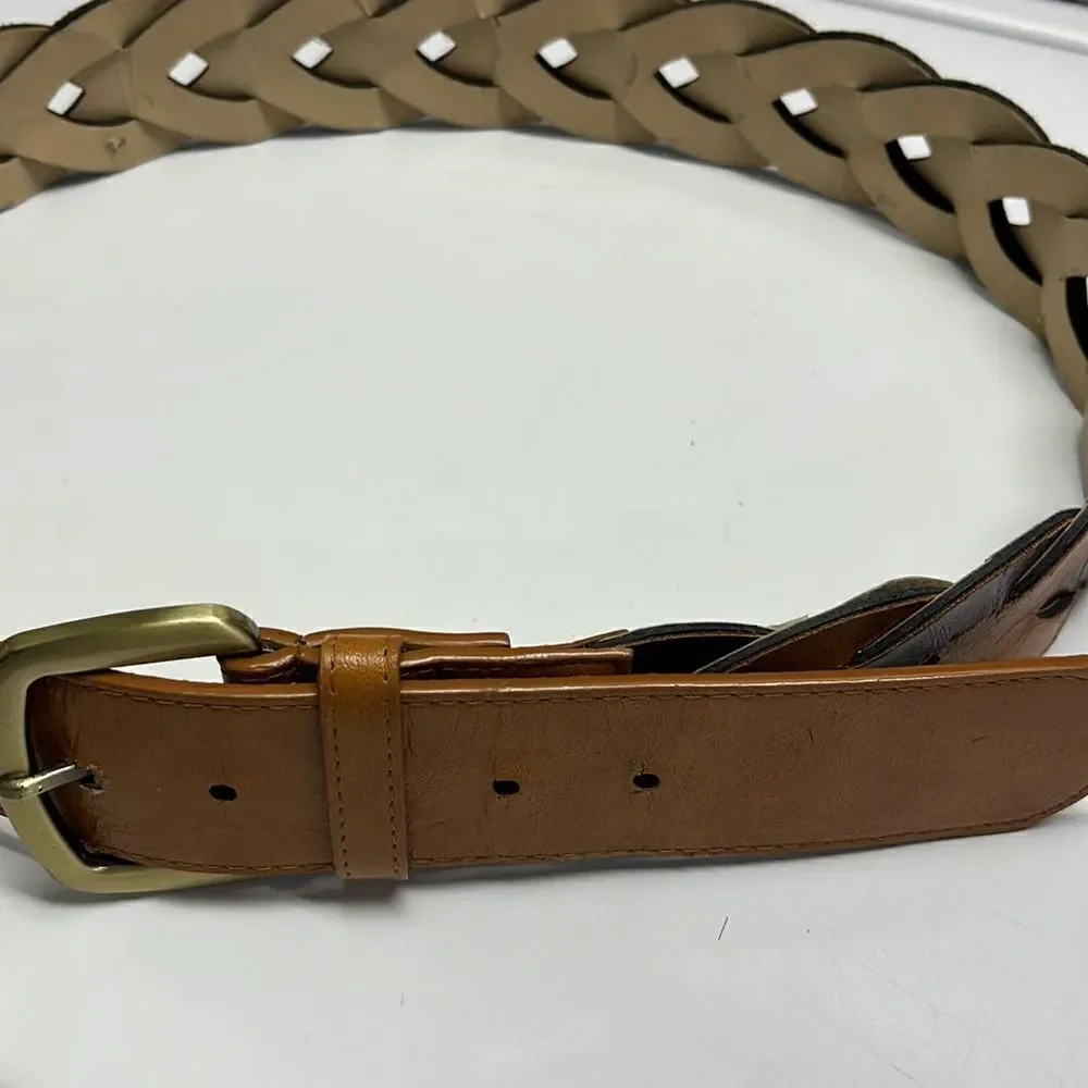 Steve Madden Women’s Braided Two-Tone Brown Belt- Large